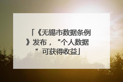 《无锡市数据条例》发布，“个人数据”可获得收益