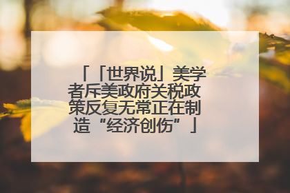 「世界说」美学者斥美政府关税政策反复无常正在制造“经济创伤”