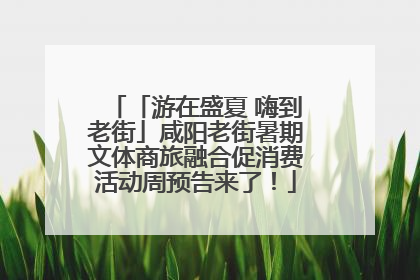 「游在盛夏 嗨到老街」咸阳老街暑期文体商旅融合促消费活动周预告来了！