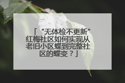 “无体检不更新”红梅社区如何实现从老旧小区蝶到完整社区的蝶变？