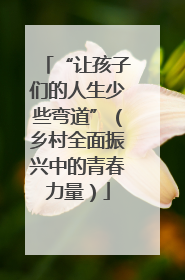 “让孩子们的人生少些弯道”（乡村全面振兴中的青春力量）