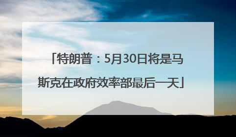 特朗普：5月30日将是马斯克在政府效率部最后一天