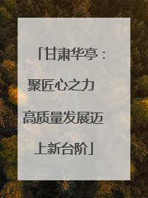 甘肃华亭：聚匠心之力 高质量发展迈上新台阶