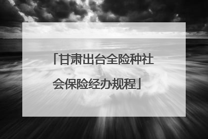 甘肃出台全险种社会保险经办规程