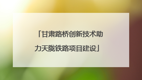 甘肃路桥创新技术助力天陇铁路项目建设