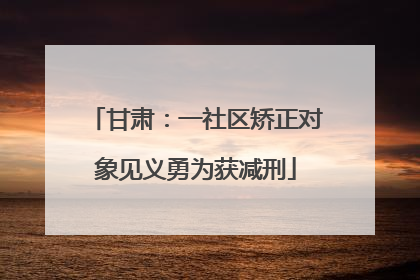 甘肃：一社区矫正对象见义勇为获减刑