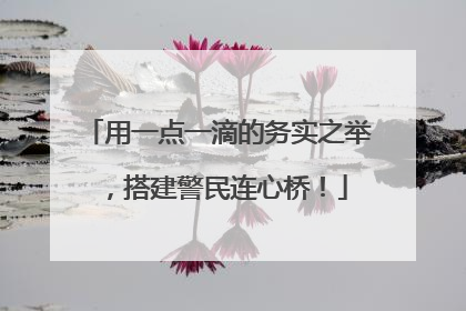 用一点一滴的务实之举，搭建警民连心桥！