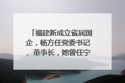 福建新成立省属国企，杨方任党委书记、董事长，她曾任宁德市委副书记｜张田怡已任县委副书记、县政府党组书记