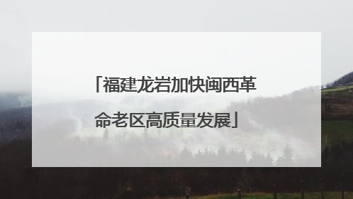 福建龙岩加快闽西革命老区高质量发展