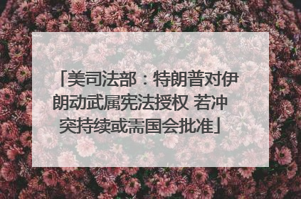 美司法部：特朗普对伊朗动武属宪法授权 若冲突持续或需国会批准