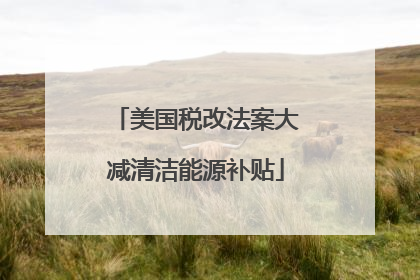 美国税改法案大减清洁能源补贴