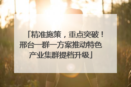 精准施策，重点突破！邢台一群一方案推动特色产业集群提档升级