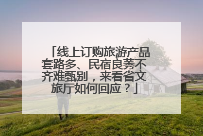 线上订购旅游产品套路多、民宿良莠不齐难甄别，来看省文旅厅如何回应？
