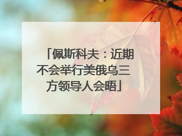 佩斯科夫：近期不会举行美俄乌三方领导人会晤