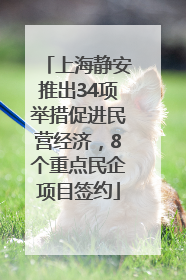 上海静安推出34项举措促进民营经济，8个重点民企项目签约