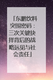 东鹏饮料突围密码：三次关键抉择背后的战略远见与社会责任