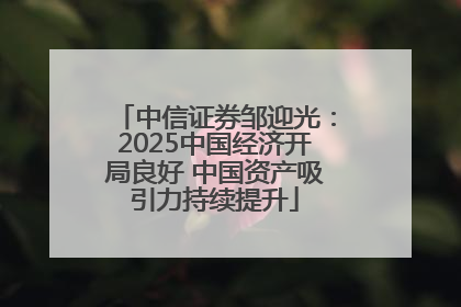 中信证券邹迎光：2025中国经济开局良好 中国资产吸引力持续提升