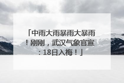 中雨大雨暴雨大暴雨！刚刚，武汉气象官宣：18日入梅！