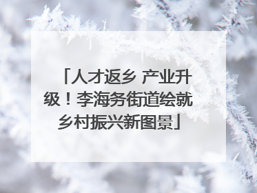人才返乡 产业升级！李海务街道绘就乡村振兴新图景