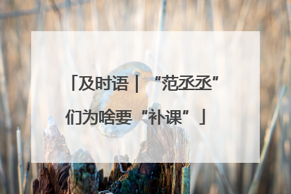 及时语｜“范丞丞”们为啥要“补课”