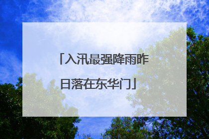 入汛最强降雨昨日落在东华门