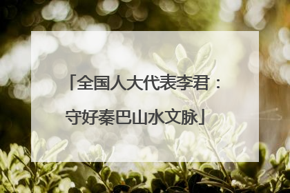全国人大代表李君：守好秦巴山水文脉