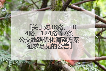 关于对38路、104路、124路等7条公交线路优化调整方案征求意见的公告