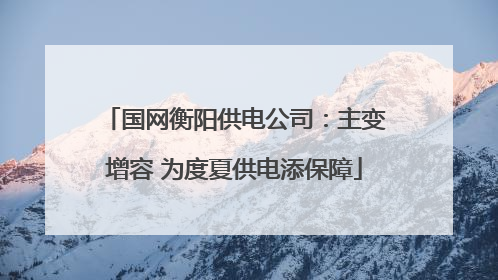 国网衡阳供电公司：主变增容 为度夏供电添保障