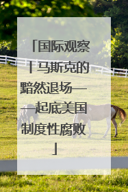 国际观察丨马斯克的黯然退场——起底美国制度性腐败