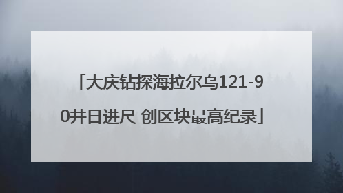 大庆钻探海拉尔乌121-90井日进尺 创区块最高纪录