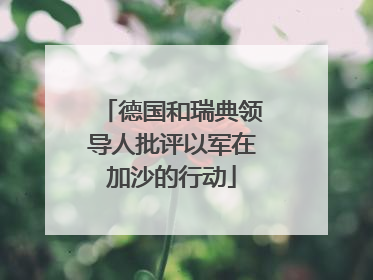 德国和瑞典领导人批评以军在加沙的行动