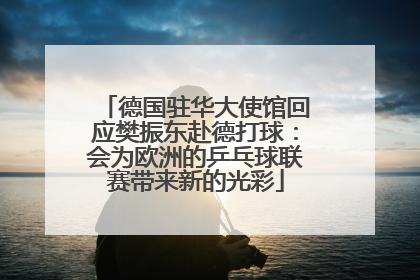 德国驻华大使馆回应樊振东赴德打球：会为欧洲的乒乓球联赛带来新的光彩