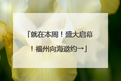 就在本周！盛大启幕！福州向海邀约→