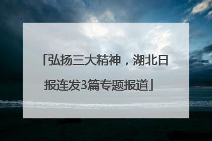 弘扬三大精神，湖北日报连发3篇专题报道