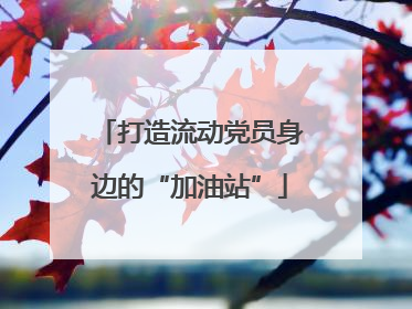 打造流动党员身边的“加油站”