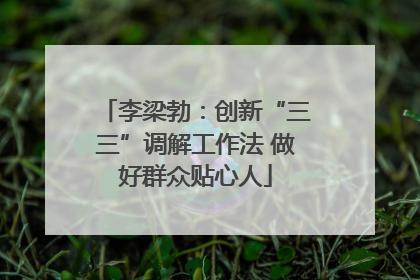 李梁勃：创新“三三”调解工作法 做好群众贴心人