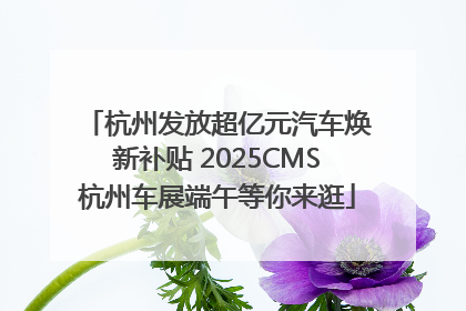 杭州发放超亿元汽车焕新补贴 2025CMS杭州车展端午等你来逛