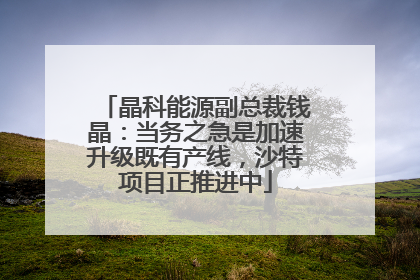 晶科能源副总裁钱晶：当务之急是加速升级既有产线，沙特项目正推进中