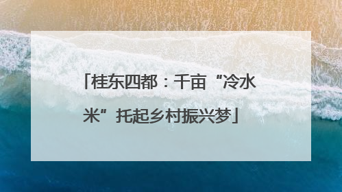 桂东四都：千亩“冷水米”托起乡村振兴梦