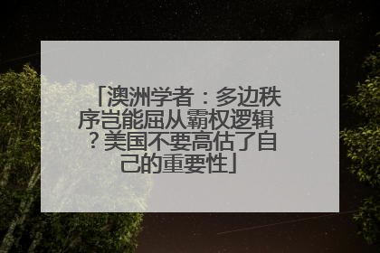 澳洲学者：多边秩序岂能屈从霸权逻辑？美国不要高估了自己的重要性