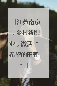 江苏南京：乡村新职业，激活“希望的田野”
