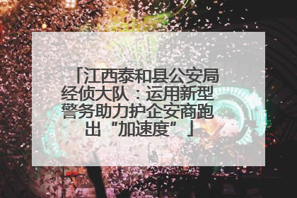江西泰和县公安局经侦大队：运用新型警务助力护企安商跑出“加速度”