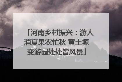 河南乡村振兴：游人消夏果农忙秋 黄土塬变游园处处皆风景