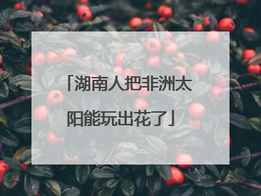 湖南人把非洲太阳能玩出花了