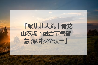 聚焦北大荒｜青龙山农场：融合节气智慧 深耕安全沃土