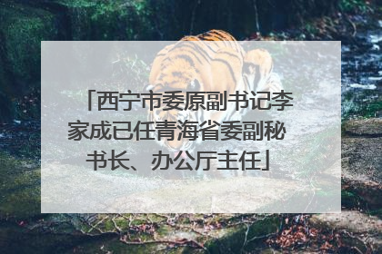 西宁市委原副书记李家成已任青海省委副秘书长、办公厅主任