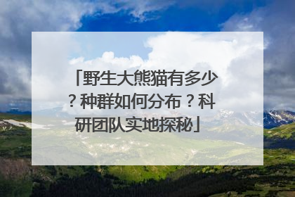野生大熊猫有多少？种群如何分布？科研团队实地探秘