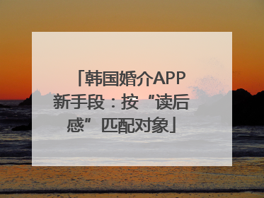 韩国婚介APP新手段：按“读后感”匹配对象