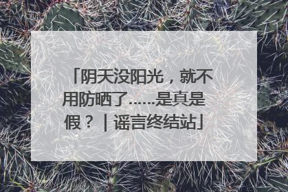 阴天没阳光，就不用防晒了……是真是假？｜谣言终结站
