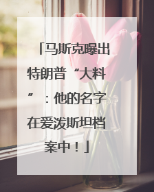 马斯克曝出特朗普“大料”：他的名字在爱泼斯坦档案中！